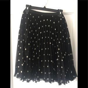 Worthington pleated skirt black/white polka dots L